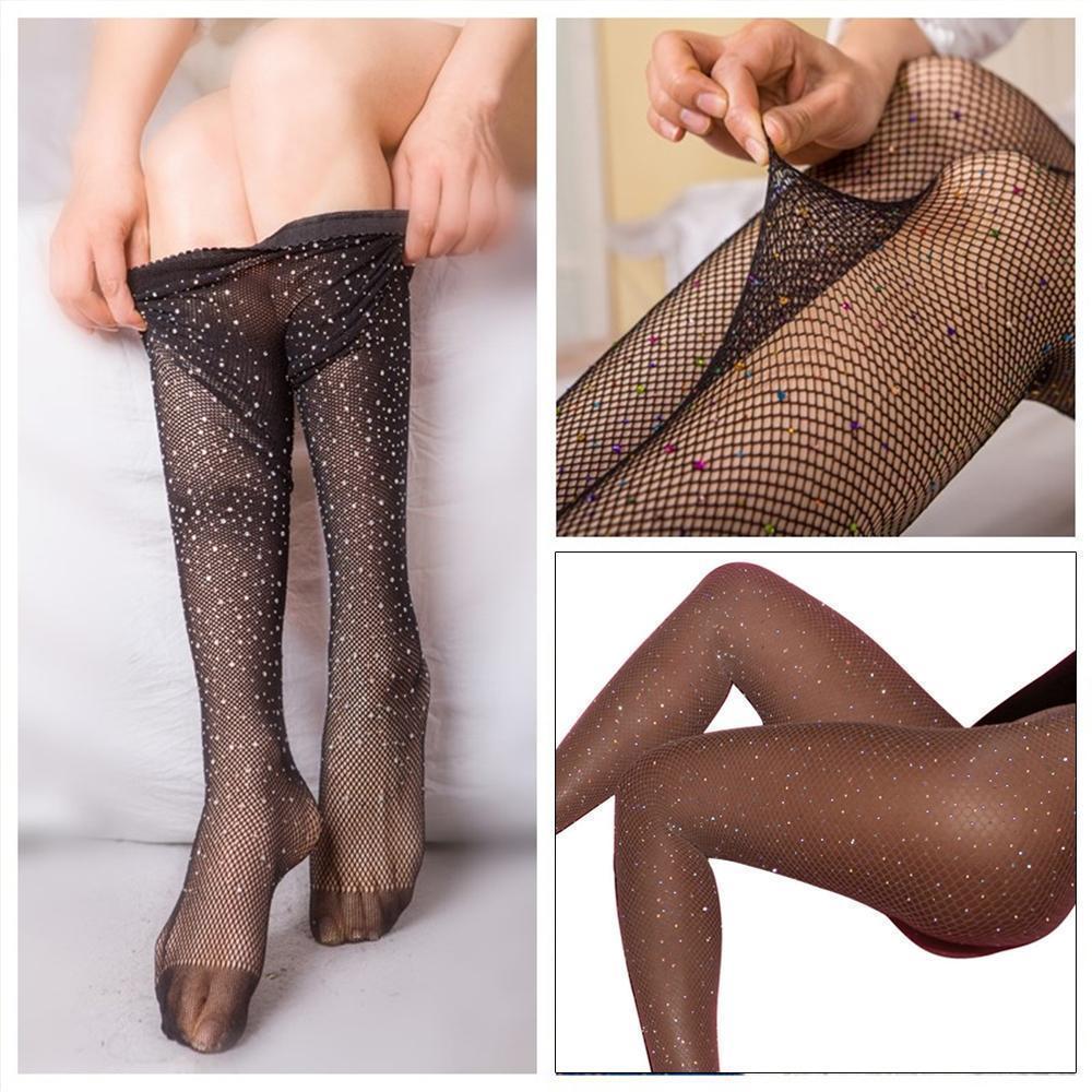 Blingbling Strass Netzstrumpfhose mit Diamant