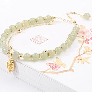 Hetian Jade Blattgold Armband