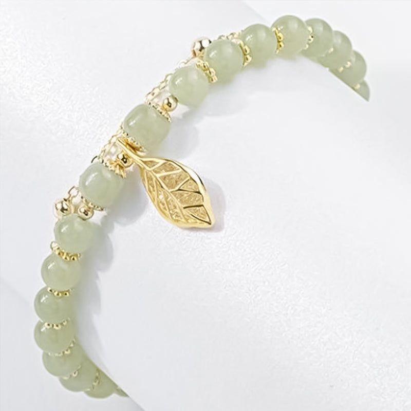 Hetian Jade Blattgold Armband