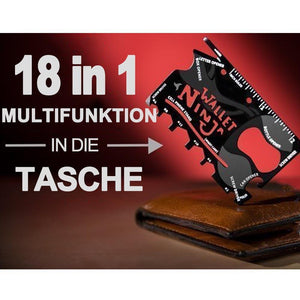 Bequee 18 in 1 tragbare Multi-Werkzeug-Karte, schwarz