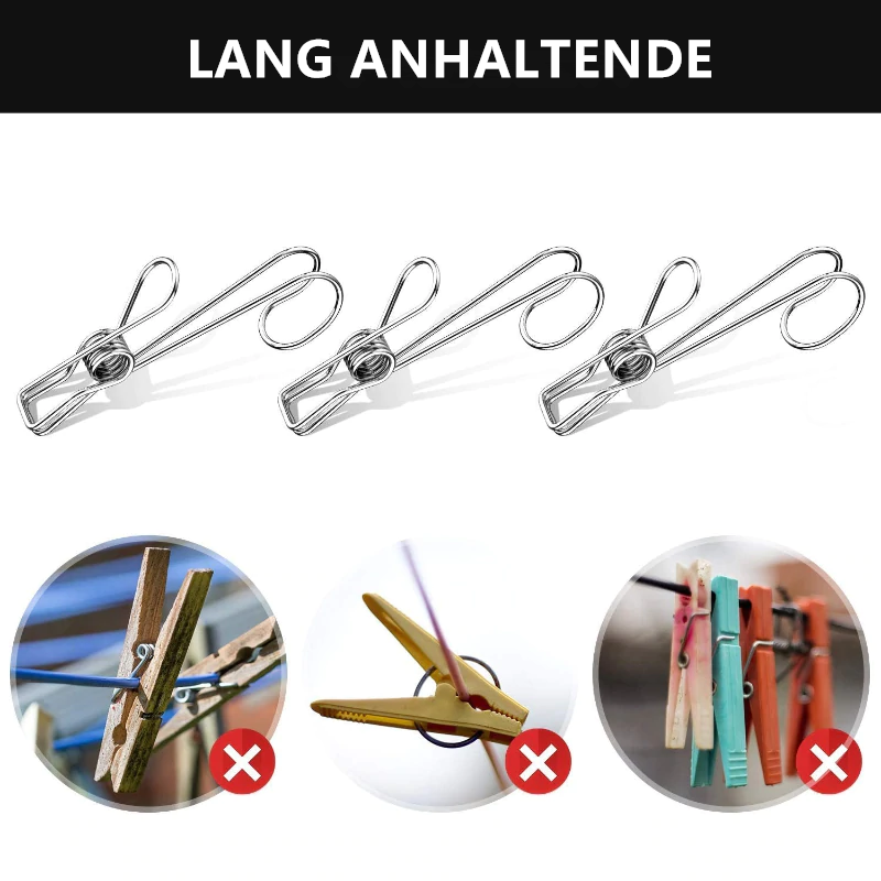 Edelstahl Metall Langer Schweifclip (6 Stück/Set)