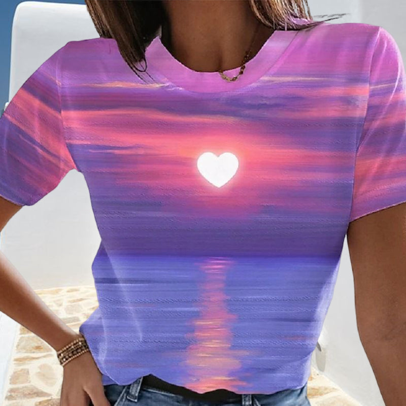 Damen Herz 3D-Druck T-Shirt