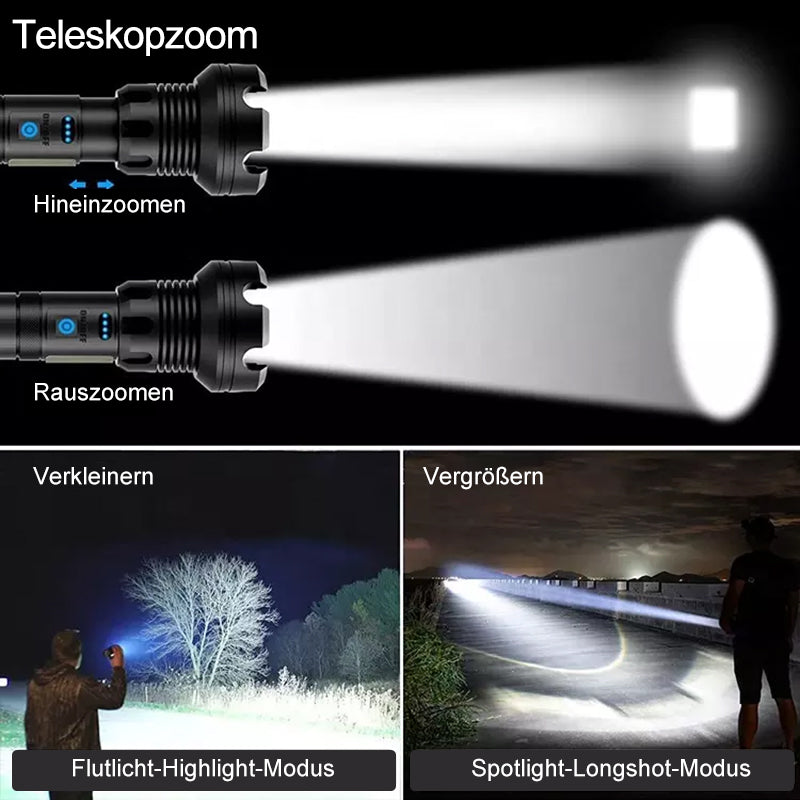 Wiederaufladbare taktische LED-Laser-Taschenlampe