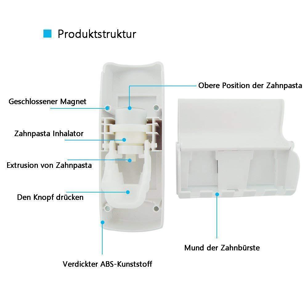 Automatisch Zahnpastaspender, Zahnbürstenhalter Set, weiß