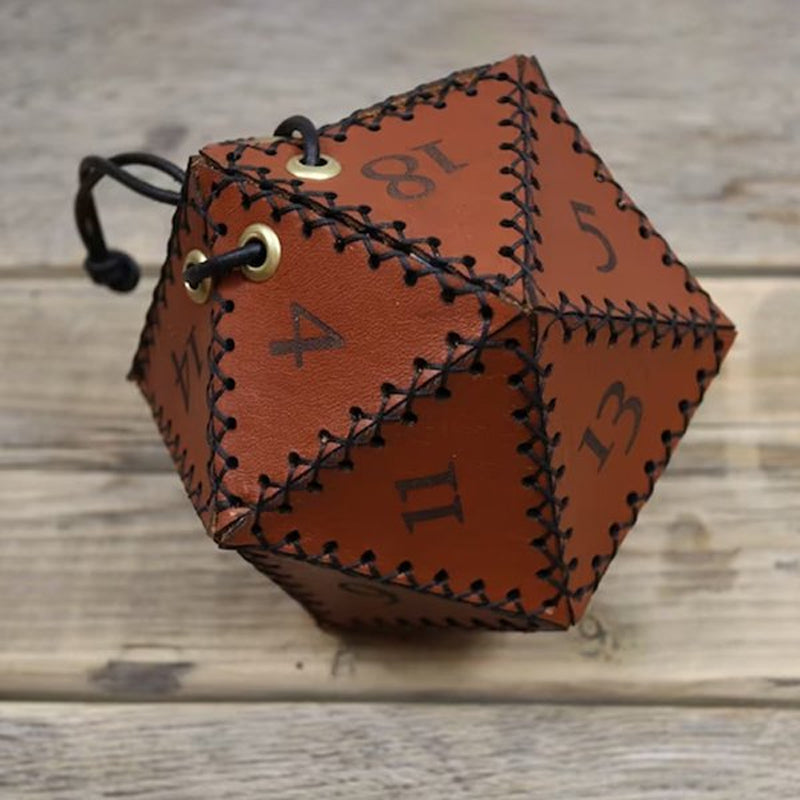 D20-Würfeltasche aus Leder