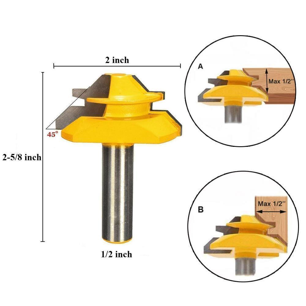 Domom 1/2 Zoll Schaft 45-Grad-Lock-Gehrungsfräser