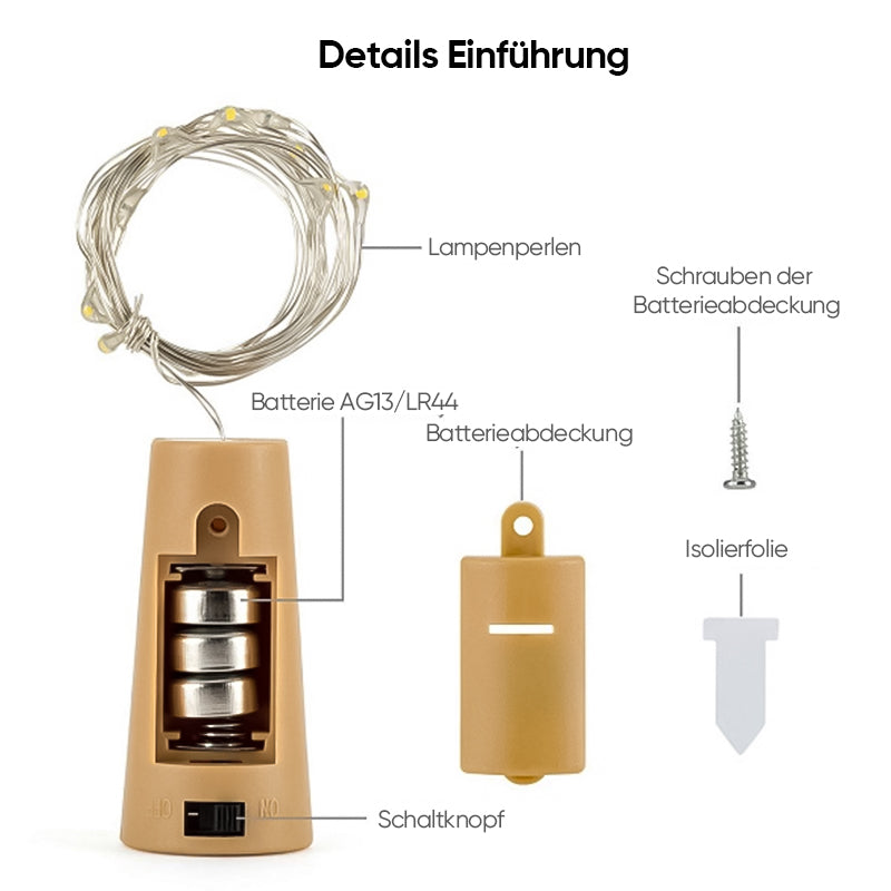 LED-Weinflaschenlichter Kork Nachtlicht DIY Decor Lift - Stück