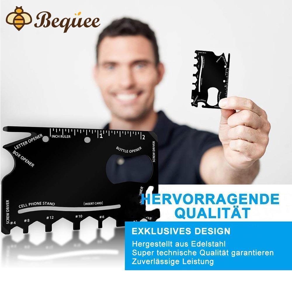 Bequee 18 in 1 tragbare Multi-Werkzeug-Karte, schwarz