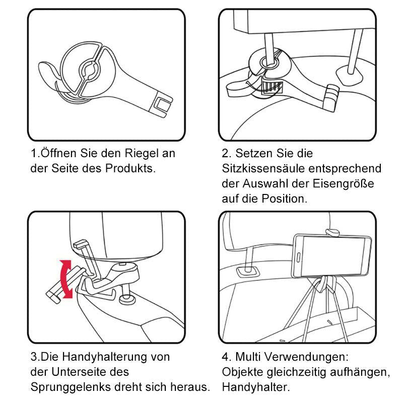 Heckhaken für Autositze mit Handyhalterung