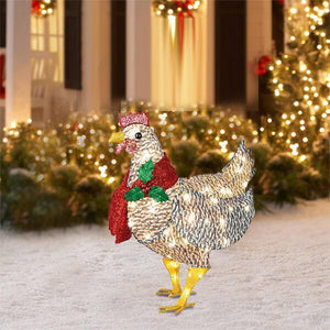 Weihnachtsdekoration>>Leuchtendes Huhn mit Schal