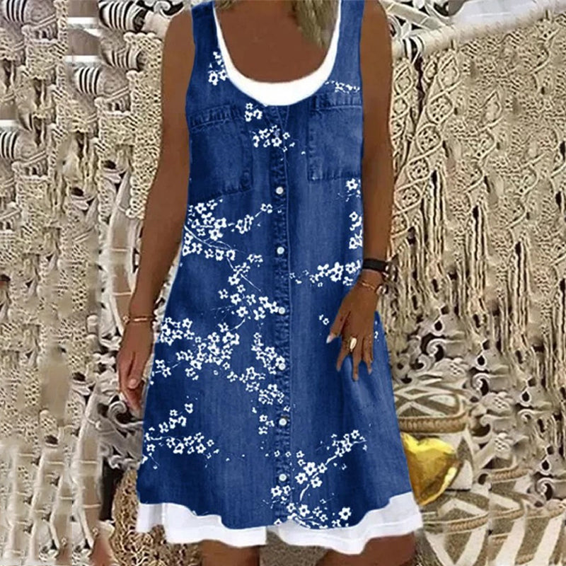 Damen Sommer Ärmelloses Kleid